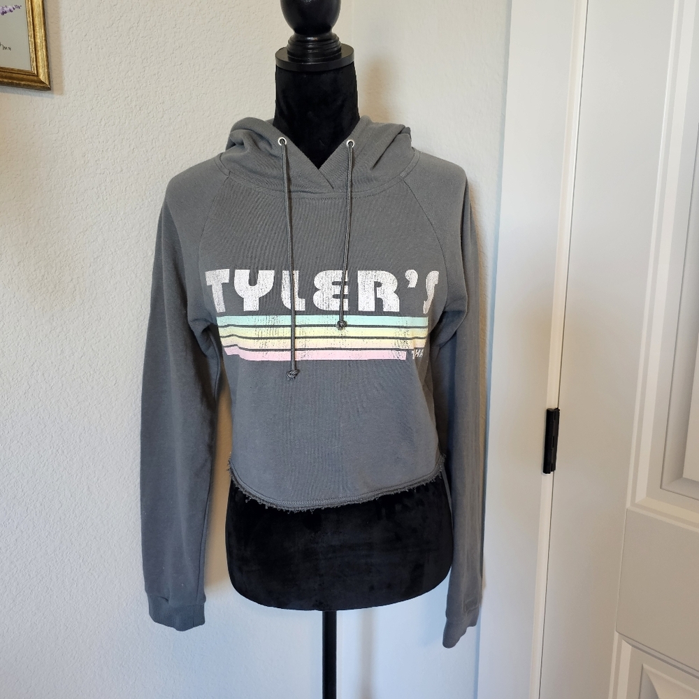 Tylers Texas Gray Cropped Hoodie Sweatshirt~Medium - Picture 8 of 12